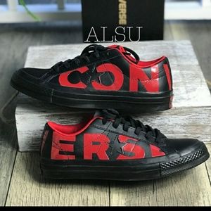 Converse One Star⭐️OX  Black Red Leather